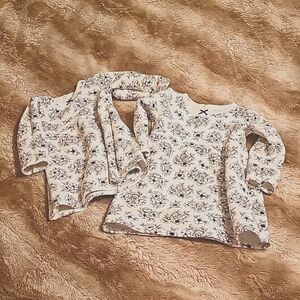 Hudson Baby quilted blank and white floral damask dress tunic tops, sizes 24m 5T